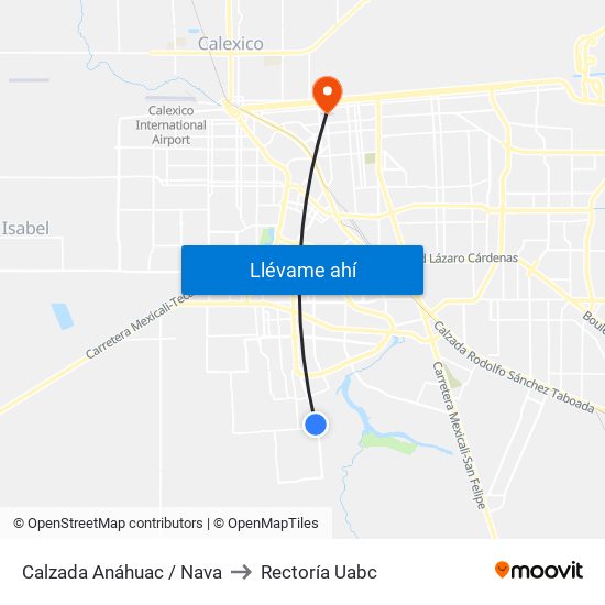 Calzada Anáhuac / Nava to Rectoría Uabc map