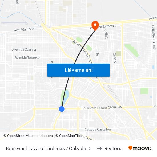 Boulevard Lázaro Cárdenas / Calzada De Los Presidentes to Rectoría Uabc map