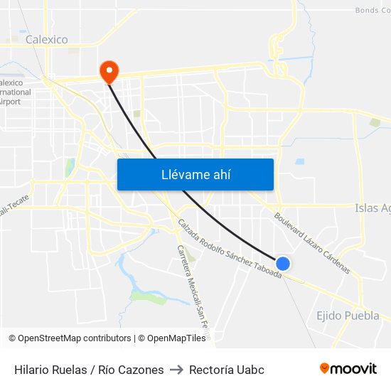 Hilario Ruelas / Río Cazones to Rectoría Uabc map