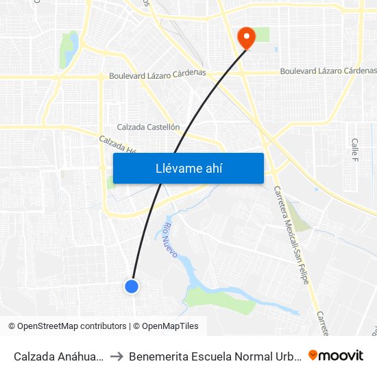 Calzada Anáhuac / Briviesca to Benemerita Escuela Normal Urbana Federal Fronteriza map