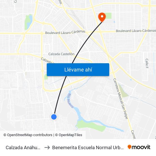 Calzada Anáhuac / Fonelas to Benemerita Escuela Normal Urbana Federal Fronteriza map