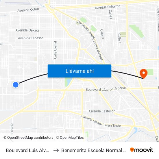 Boulevard Luis Álvarez / Veterinarios to Benemerita Escuela Normal Urbana Federal Fronteriza map