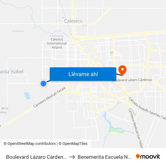Boulevard Lázaro Cárdenas / Calzada Manuel Gómez Morín to Benemerita Escuela Normal Urbana Federal Fronteriza map