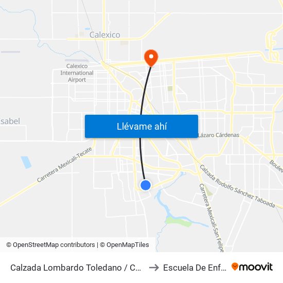 Calzada Lombardo Toledano / Catanzaro Norte to Escuela De Enfermeria map