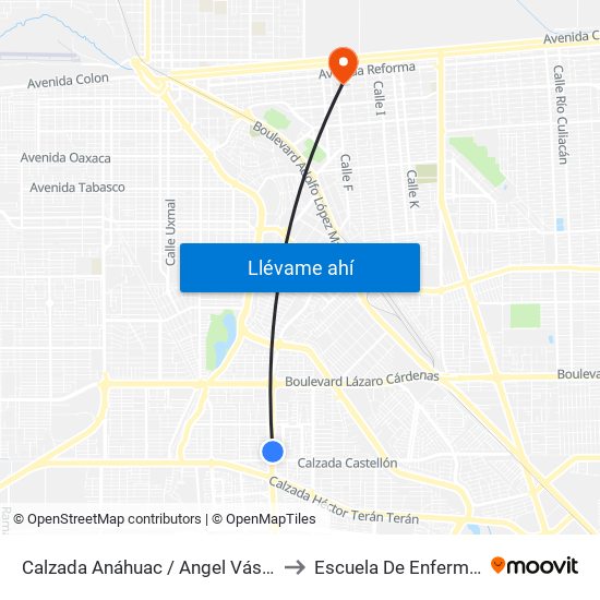 Calzada Anáhuac / Angel Vásquez to Escuela De Enfermeria map