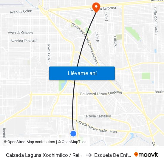 Calzada Laguna Xochimilco / Reino De Navarra to Escuela De Enfermeria map