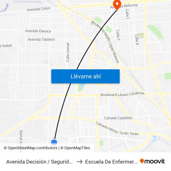 Avenida Decisión / Seguridad to Escuela De Enfermeria map