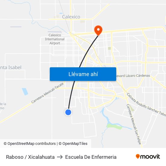 Raboso / Xicalahuata to Escuela De Enfermeria map