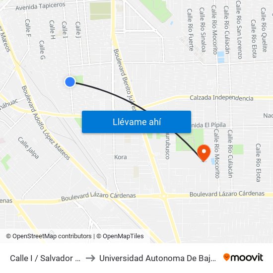 Calle I / Salvador Villalón to Universidad Autonoma De Baja California map