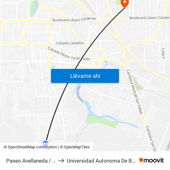 Paseo Avellaneda / Mascardi to Universidad Autonoma De Baja California map
