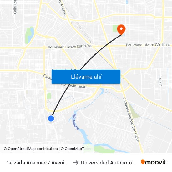 Calzada Anáhuac / Avenida Montes De Toledo to Universidad Autonoma De Baja California map