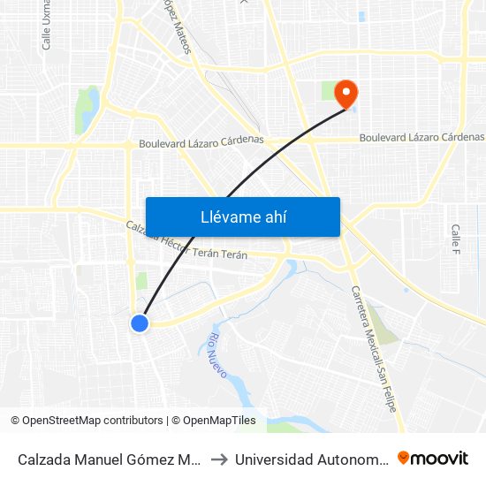 Calzada Manuel Gómez Morín / Calzada Anáhuac to Universidad Autonoma De Baja California map