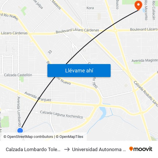 Calzada Lombardo Toledano / Futbolistas to Universidad Autonoma De Baja California map