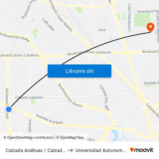 Calzada Anáhuac / Calzada Héctor Terán Terán to Universidad Autonoma De Baja California map