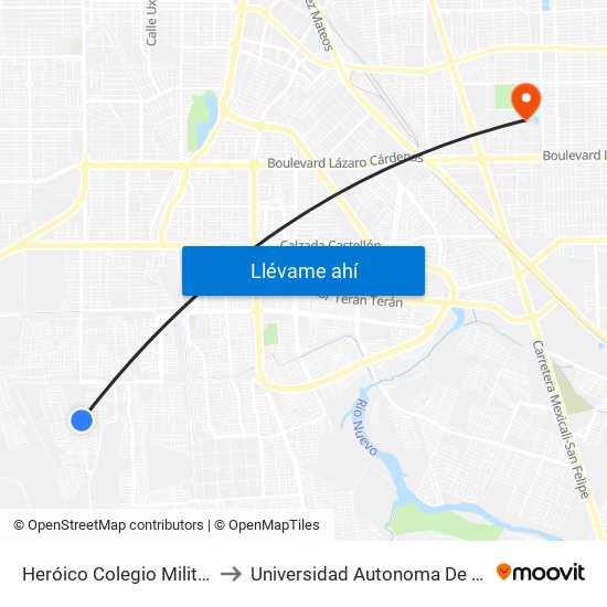 Heróico Colegio Militar / Raboso to Universidad Autonoma De Baja California map