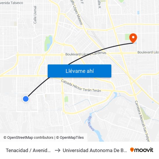 Tenacidad / Avenida Decisión to Universidad Autonoma De Baja California map