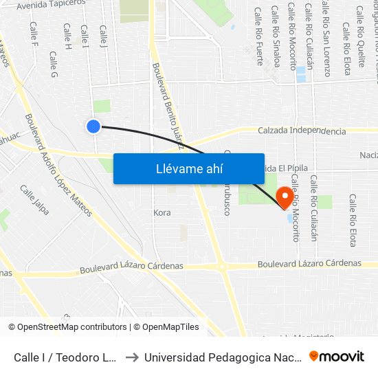 Calle I / Teodoro Larey to Universidad Pedagogica Nacional map