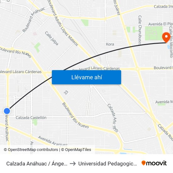 Calzada Anáhuac / Ángel Vásquez to Universidad Pedagogica Nacional map