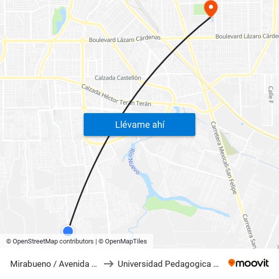 Mirabueno / Avenida Grañen to Universidad Pedagogica Nacional map