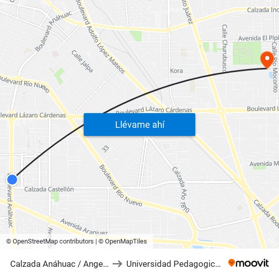 Calzada Anáhuac / Angel Vásquez to Universidad Pedagogica Nacional map