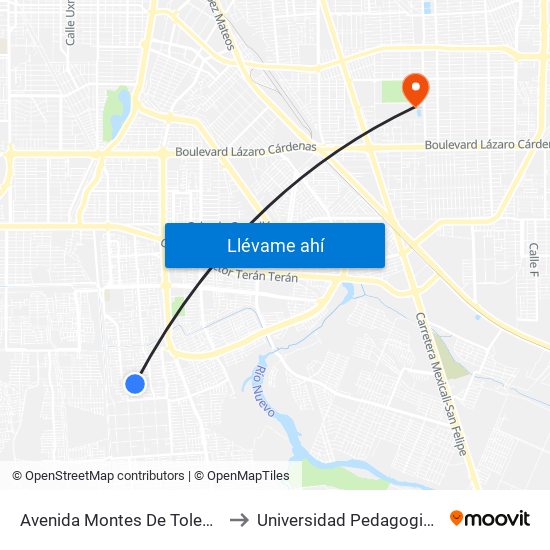 Avenida Montes De Toledo / Carreña to Universidad Pedagogica Nacional map