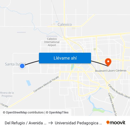 Del Refugio / Avenida Plutón to Universidad Pedagogica Nacional map