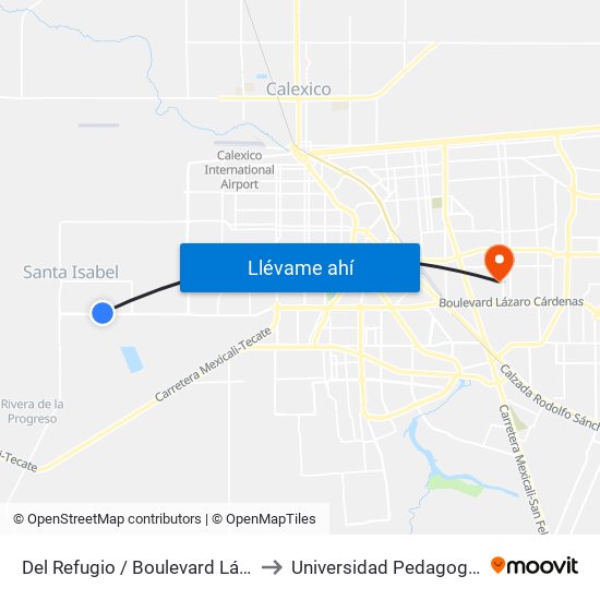 Del Refugio / Boulevard Lázaro Cárdenas to Universidad Pedagogica Nacional map