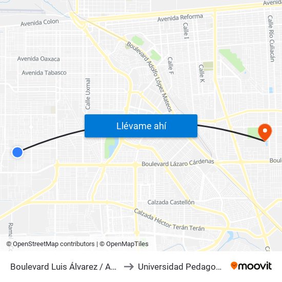 Boulevard Luis Álvarez / Avenida Médicos to Universidad Pedagogica Nacional map