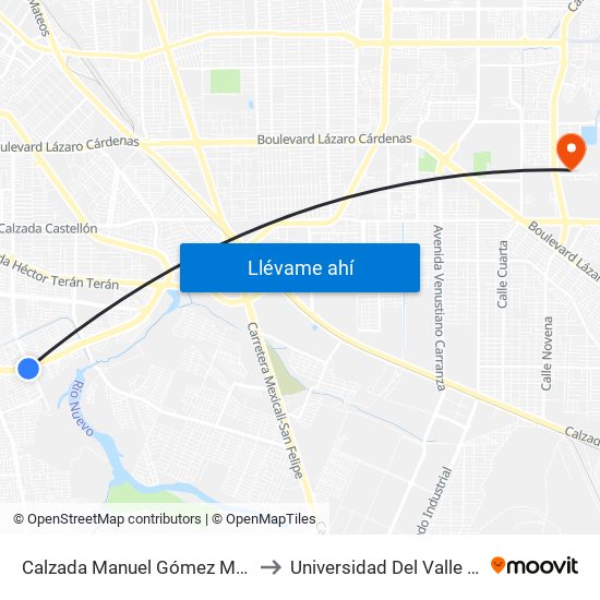 Calzada Manuel Gómez Morín / Calzada Lombardo Toledano to Universidad Del Valle De México - Campus Mexicali map