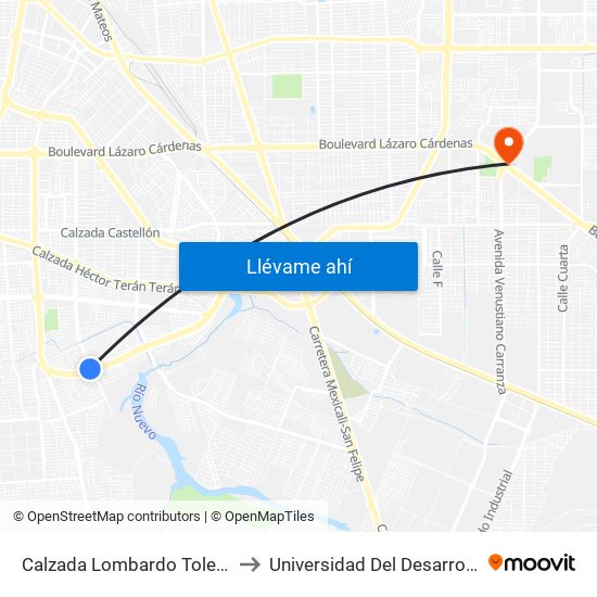 Calzada Lombardo Toledano / Calzada Manuel Gómez Morín to Universidad Del Desarrollo Profesional S.C. (Unidad Mexicali) map