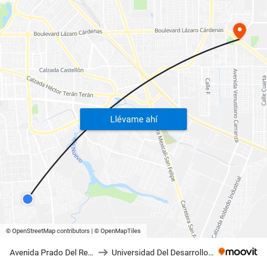 Avenida Prado Del Rey / Calzada De Los Monarcas to Universidad Del Desarrollo Profesional S.C. (Unidad Mexicali) map