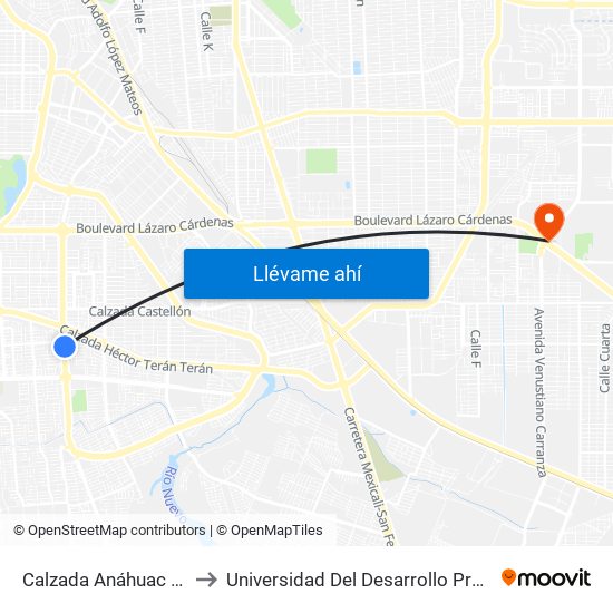 Calzada Anáhuac / Laguna Azul Oeste to Universidad Del Desarrollo Profesional S.C. (Unidad Mexicali) map