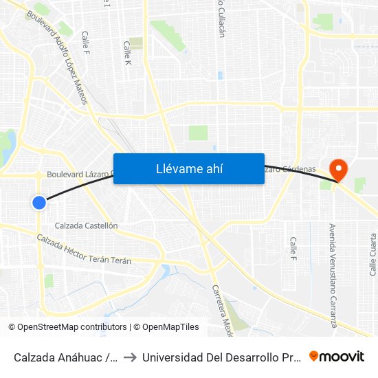 Calzada Anáhuac / Avenida Pontevedra to Universidad Del Desarrollo Profesional S.C. (Unidad Mexicali) map