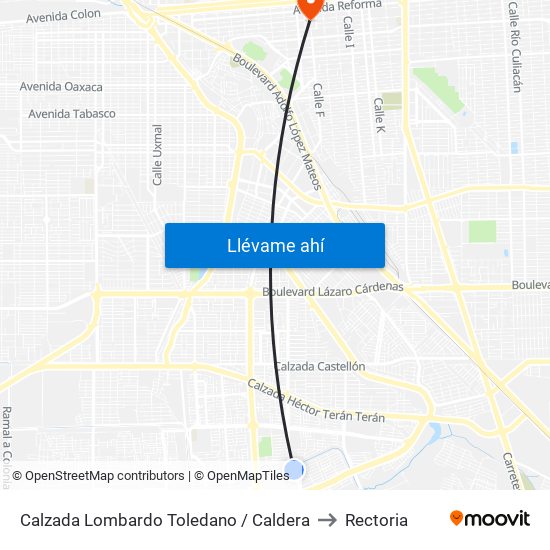 Calzada Lombardo Toledano / Caldera to Rectoria map