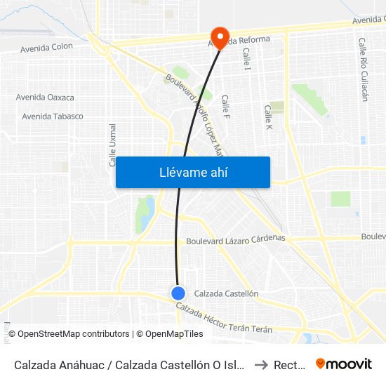 Calzada Anáhuac / Calzada Castellón O Islas Malvinas to Rectoria map