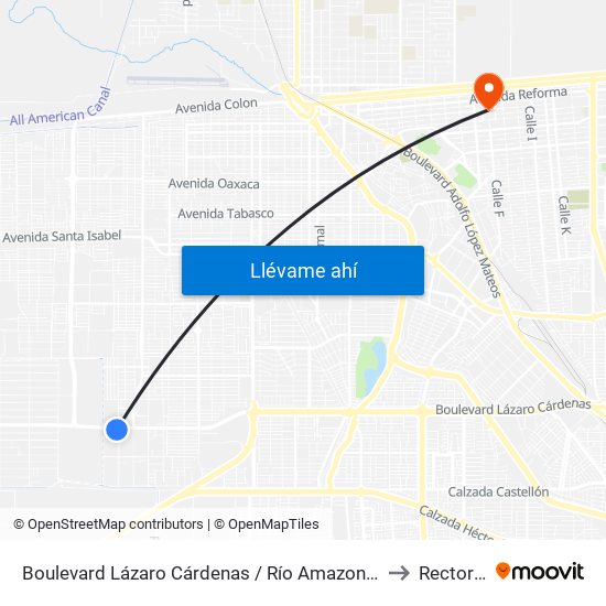 Boulevard Lázaro Cárdenas / Río Amazonas to Rectoria map