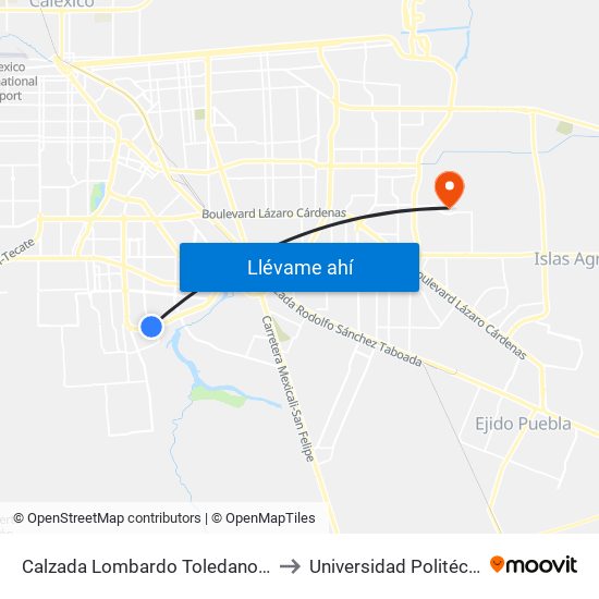 Calzada Lombardo Toledano / Calzada Manuel Gómez Morín to Universidad Politécnica De Baja California map