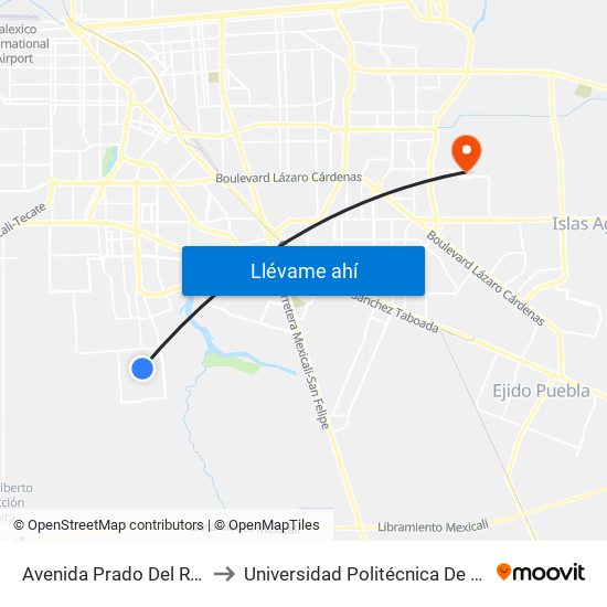 Avenida Prado Del Rey / Parzon to Universidad Politécnica De Baja California map