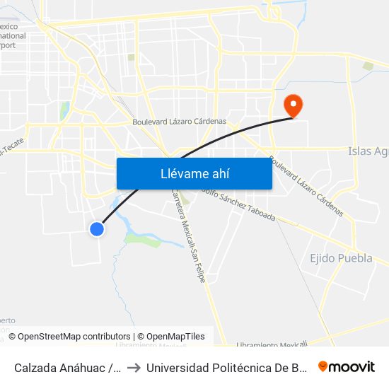 Calzada Anáhuac / Fonelas to Universidad Politécnica De Baja California map