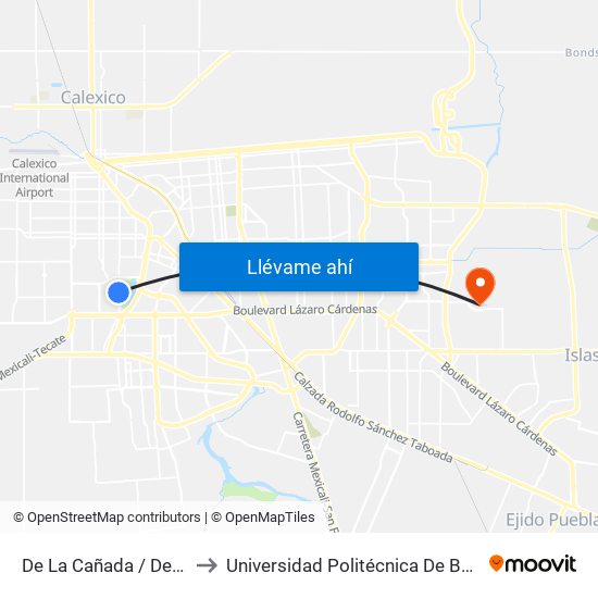 De La Cañada / Del Arcoiris to Universidad Politécnica De Baja California map