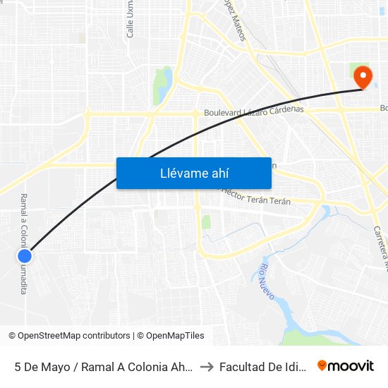 5 De Mayo / Ramal A Colonia Ahumadita to Facultad De Idiomas map