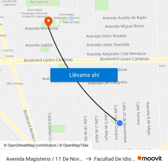 Avenida Magisterio / 11 De Noviembre to Facultad De Idiomas map