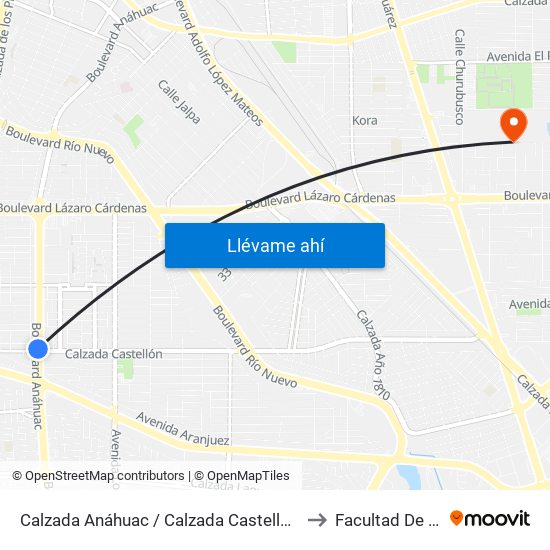 Calzada Anáhuac / Calzada Castellón O Islas Malvinas to Facultad De Idiomas map