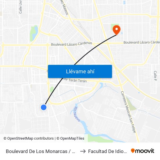 Boulevard De Los Monarcas / Ronda to Facultad De Idiomas map