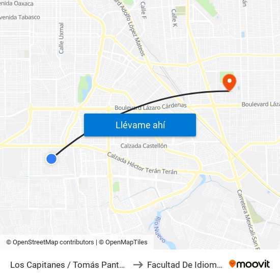 Los Capitanes / Tomás Pantoja to Facultad De Idiomas map