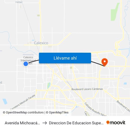 Avenida Michoacán / Bahía De San Jorge to Direccion De Educacion Superior E Investigacion Cetys Mexicali map