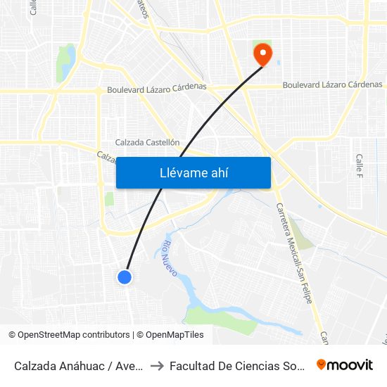 Calzada Anáhuac / Avenida Guadamur to Facultad De Ciencias Sociales Y Politicas map