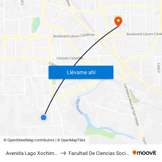 Avenida Lago Xochimilco / Tercera to Facultad De Ciencias Sociales Y Politicas map