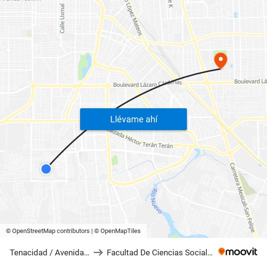 Tenacidad / Avenida Grandeza to Facultad De Ciencias Sociales Y Politicas map