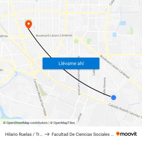 Hilario Ruelas / Treceava to Facultad De Ciencias Sociales Y Politicas map